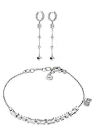 Emporio Armani Pendientes y pulsera de plata esterlina para mujer, conjunto