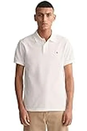 GANT Slim Shield SS Pique Polo Camisa, White, M para Hombre