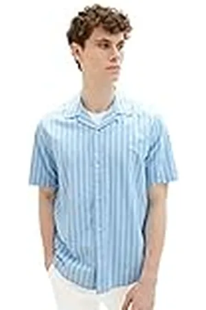TOM TAILOR 1036217 Camisa, 31780-Blue White Stripe, L para Hombre