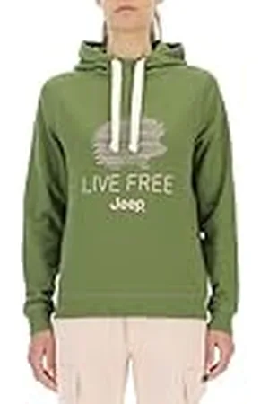 Jeep O102919-E100 J Sudadera Mujer con Capucha Erizo - Live Free Estampado Grande J23W Mujer Olive Green M