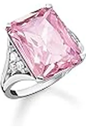 Thomas Sabo Anillo para mujer, piedra rosa, plata de ley 925, TR2339-051-9, 54, Plata, Sin piedras preciosas