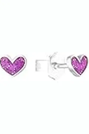 Prinzessin Lillifee Pendientes de plata de ley 925 para niñas, 0.4 cm, rosa, corazón, en caja de regalo, 9048885