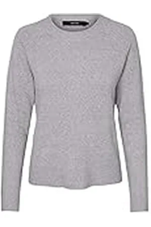 VERO MODA Vmdoffy LS O-Neck Blouse Noos, Blusa Mujer, Gris (Light Grey Melange Light Melange), 38 (Talla del Fabricante: Small)
