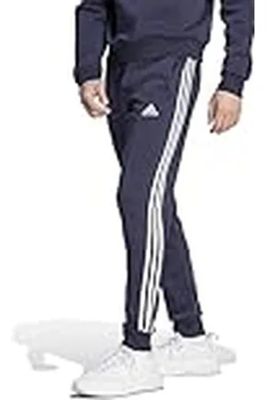 adidas Hombre Essentials Fleece 3-Stripes Tapered Cuff Pants, , XS