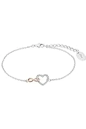 QS by s.Oliver Pulsera de plata de ley 925 para mujer, con circonita cúbica sintética, 17+3 cm, bicolor, infinito, Se entrega en estuche de regalo