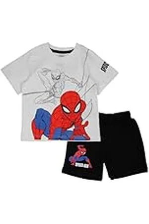 Disney SPIDERMAN, Conjunto de 2 piezas, Camiseta + Pantalones cortos, Niños, (2 a 8 años), Unisex, Niño, Niña, Suave, Lindo, Cálido, Camiseta, Pantalones cortos, MARVEL, Modelo SP S 52041658 S2-5A, NOIR