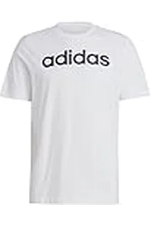 adidas Essentials Single Jersey Linear Embroidered Logo T-shirt Camiseta, White/Black, S Tall Hombre