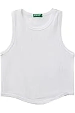 Benetton Canotta 31h3ch01f Camiseta, Color Blanco, 122 cm para Niñas
