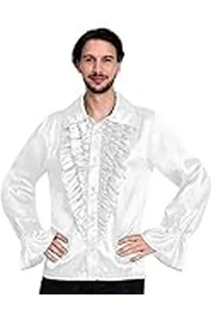 Amscan 9907022 Camisa de discoteca blanca satinada para hombre, talla L, sólido, Color (9907022)