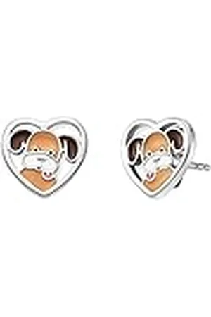 Engelsrufer Pendientes de corazón para niñas y niños, de plata de ley y esmalte, cierre de enchufe, sin níquel, 10 x 9,5 mm, Plata de ley Plata esterlina Esmalte rodio, No es una piedra preciosa