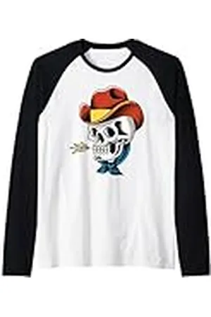 Urban Empyre Flash de tatuaje tradicional de calavera de vaquero Camiseta Manga Raglan