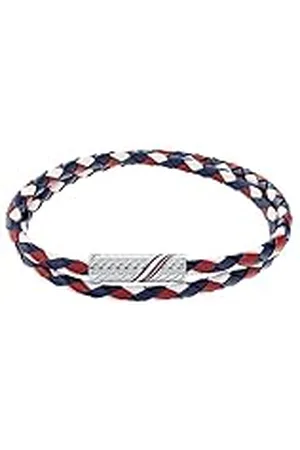 Tommy Hilfiger Jewelry Pulsera De Cuerda para Hombre de Cuero Rojo, Blanco y Azul - 2790472