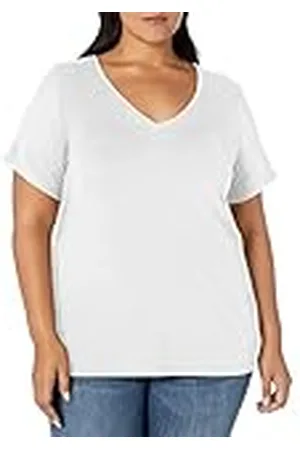 Amazon Camiseta de Manga Corta con Cuello en V de Talla Grande Mujer, , 6XL Grande