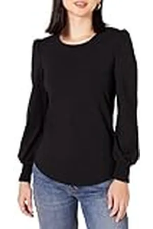 Amazon Camiseta de Manga Larga con Cuello Redondo y Puños Fruncidos Mujer, , S