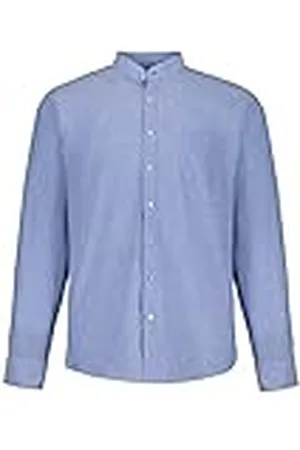 JP 1880 Camisa de Mezcla de Lino, Manga Larga, Cuello alzado, Modern Fit 7XL 790394710-7XL