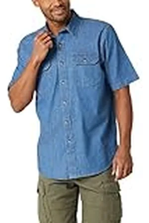 Wrangler Camisa clásica de Manga Corta Abotonada, Lavado Medio, L para Hombre