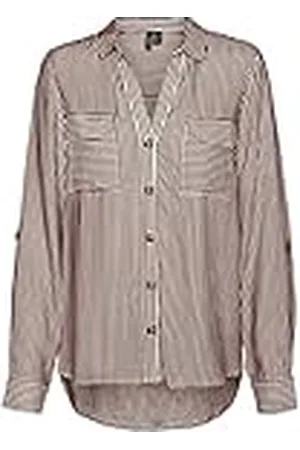 VERO MODA Vmbumpy Noos-Camiseta de Manga Corta Blusas, Blanco/Rayas: Sable, S para Mujer