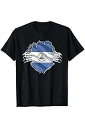 Wowsome! Camisa de Nicaragua Super Bandera Nicaragüense Orgullosa Raíces de Nicaragua Camiseta Unisex-Adultos, Unisex-niños, Manga Corta, , M