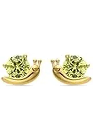 Luxenter Pendientes para Niña en Plata de Ley 925 con Circonita Color Dorado Acabado en Oro Amarillo de 18k Tamaño 5,5 x 7 mm Modelo Aysma