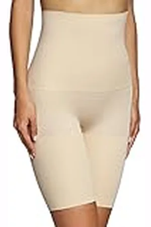 Maidenform Hi Waist Thigh Slimmer - Medias moldeadoras slim con cuello cisne para mujer, color beige ( llf), talla l
