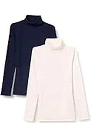Amazon Top Interior en Punto Acanalado con Cuello Alto, Manga Larga y Corte Entallado (Disponible en Tallas Grandes) Mujer, Pack de 2, , XS