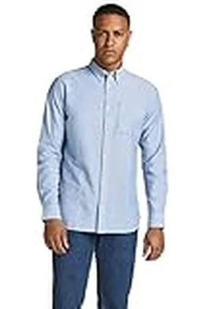 JACK & JONES Jprblubrook Oxford Shirt L/S Camisa, Azul Cachemira Ajuste Ajustado, XXL Hombres