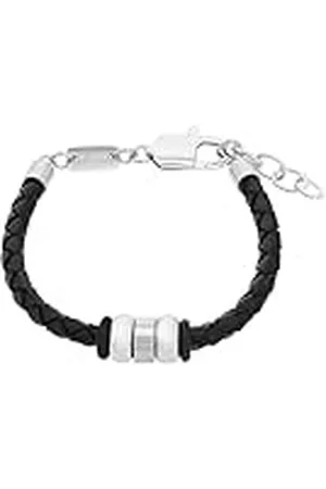 QS by s.Oliver Pulsera de acero inoxidable de cuero niños niños brazo joyas, 16+2 cm, , Viene en caja de regalo de joyería