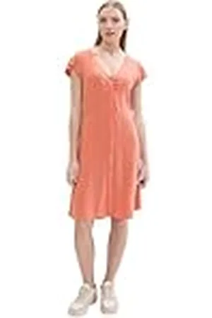 TOM TAILOR 1041995 Vestido, 35155-Terracota quemada, XS para Mujer