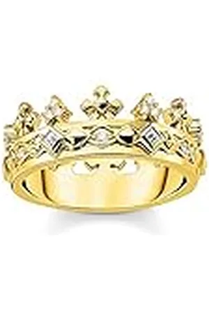 Thomas Sabo Anillo para mujer de plata de ley 925, oro amarillo 750 TR2302-414-14, 56, Plata de ley, Circonita cúbica.
