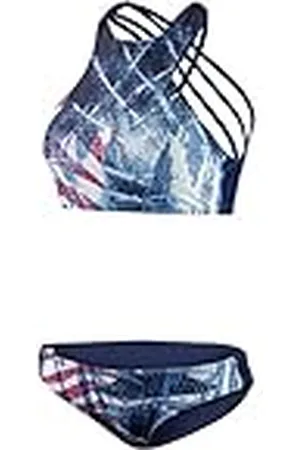 Beco Mujer Deportivo High Neck Interfaz con tirantes cruzados, extraíble Pads, a y b Cup (Marino/multicolor) Bikini Set, mujer, extra-small