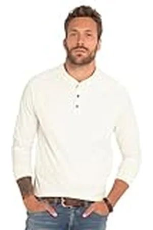 JP 1880 Henley, Oeko-Tex, Manga Larga, Punto de Llama, Cuello Redondo, Tira de Botones, hasta 8 XL Camisetas, , XXXXXL para Hombre