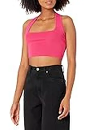 THE DROP Greta Top Entallado tipo Bustier con Cuello Cuadrado tipo Halter para Mujer, , S