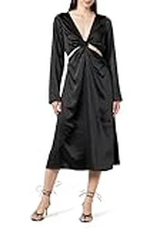 THE DROP Violeta Vestido Largo Cut-Out de Seda para Mujer, , XXL