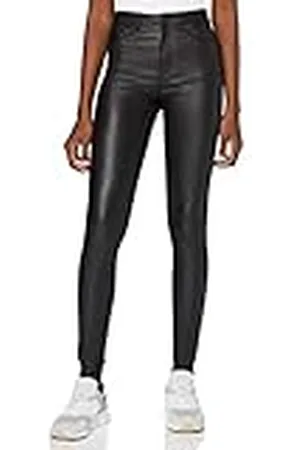 Noisy May Nmcallie HW Skinny Coated Pants Noos Pantalones, Negro, S 34 para Mujer