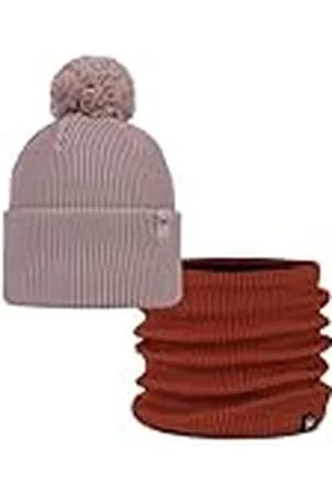 Buff ® Dúo Pack Street Knitted Gorro Renvi Rosewood Rosa y Knitted & Fleece Braga de Cuello Renvi Cinnamon Rojo Talla única Adulto