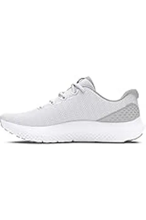 Under Armour UA Charged Surge 4 Zapatos de deporte para hombre, ligeras y transpirables deportivas de hombre, color blanco/gris halo/negro