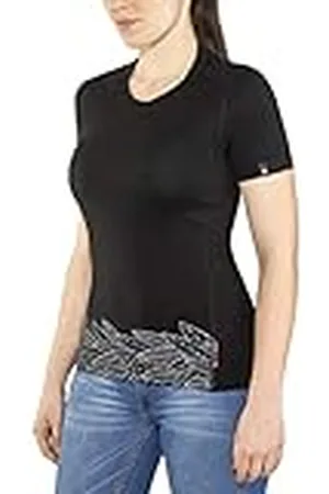 Odlo Camiseta de Cuello Redondo Alliance para Mujer con Estampado de Rayas Negras SS19, XS