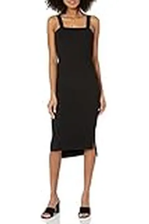 THE DROP Amelia Vestido Midi Bodycon de Escote Cuadrado y Tirantes Mujer, , XXS