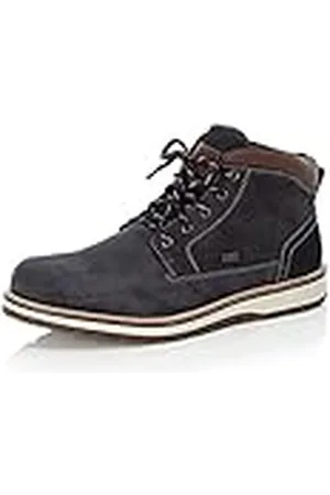 Rieker Hombre Botines F8410, de Caballero Botines con Cordones,Repelente,TEX,Impermeables,Botas de Chukka,Tex,Azul (Blau / 16),44 EU / 9.5 UK