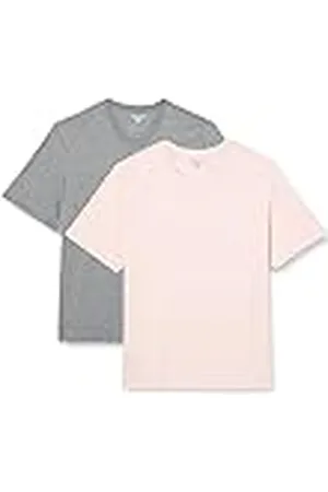 Amazon Camiseta de manga corta, cuello de pico, corte recto (disponible en tallas grandes y largos especiales) Hombre, Pack de 2, , L