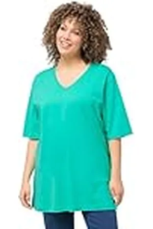 Ulla Popken Camiseta básica en V 515283, , 44-46 Mujeres