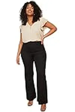 Trendyol Normal Waist Flare Plus Size Pants Pantalones, , 48 para Mujer