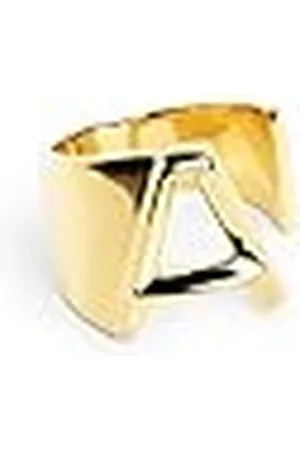 SINGULARU Anillo Personalizado Letter Signet. Macizo Ajustable. Latón con Acabado Baño de de 18 Kt. Talla Unica. Joyas para Mujer. Letra A