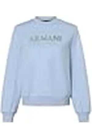 Armani Exchange Sudadera con Cuello Redondo con Logotipo de Rhinestone, Blue River, XS para Mujer