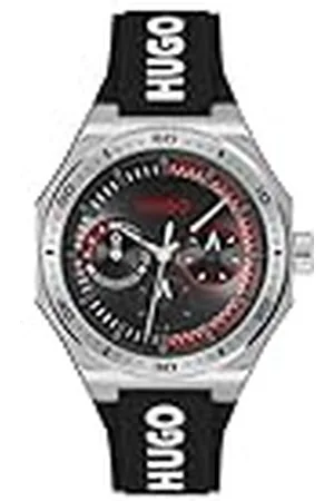 HUGO BOSS Reloj Analógico de Cuarzo Multifunción para Hombre Colección #Grail Sport con Correa de Silicona Negra - 1530397