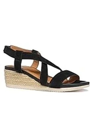 Geox D Ischia Corda A, Sandalia de cuña Mujer, Black, 40 EU