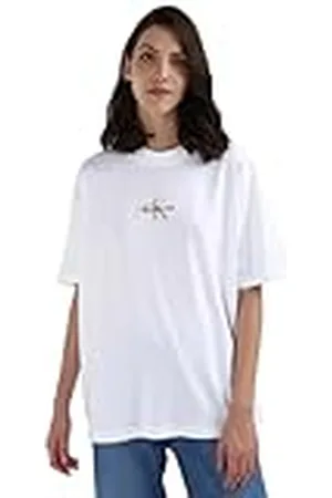 Calvin Klein Jeans Camiseta de Manga Corta Mujer Monologo Boyfriend Cuello Redondo, , L