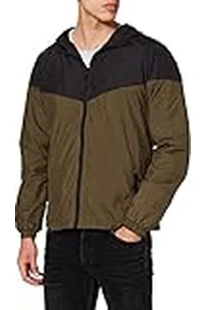 Urban classics 2 Tonos Tech Windrunner Chaqueta, Color Negro y Verde Oscuro, L para Hombre