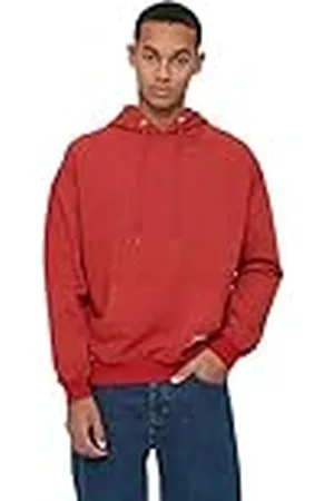 Trendyol Tile-Sudadera básica con Capucha y Manga Larga para Hombre, Ladrillo, XS