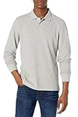 Amazon Polo de Piqué de Manga Larga Entallado Hombre, , XL